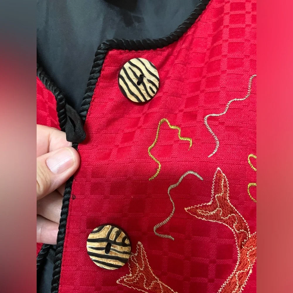 INDIGO MOON Red Embroidered Jacket (2)🌴